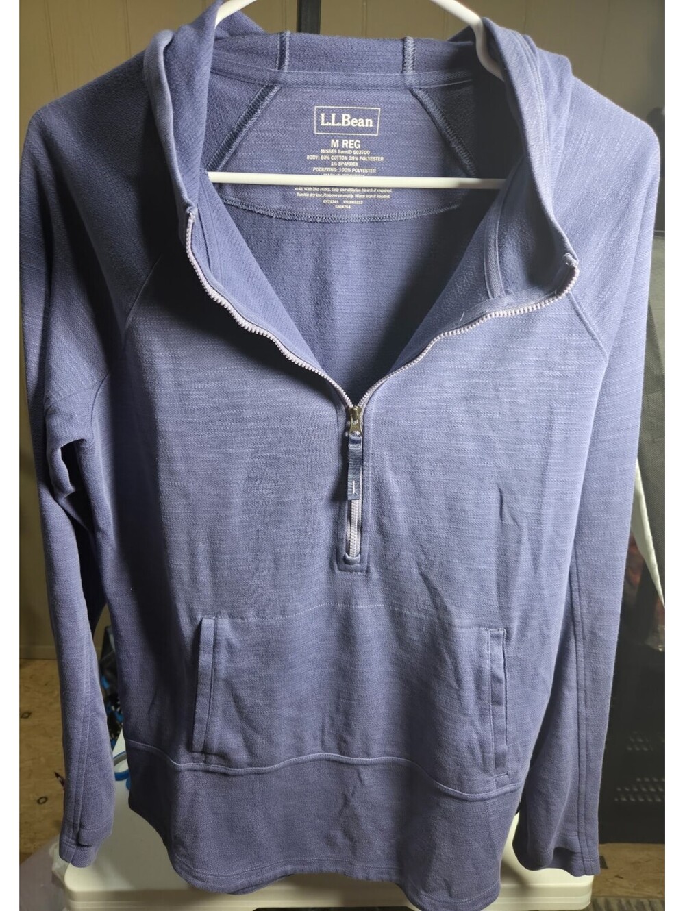 L.L.Bean Women's Medium Regular Purple Half-Zip Hoodie Sweatshirt